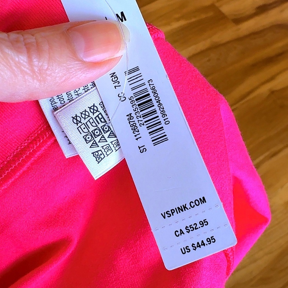 Victoria’s Secret PINK Bling Yoga Capri Leggings Hot Pink Fold Over NWT - Picture 8 of 8